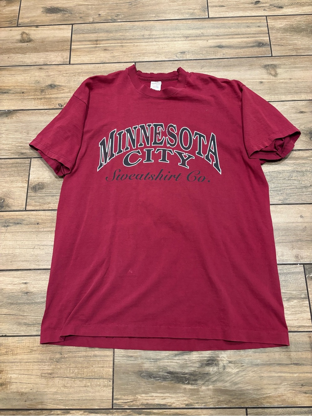 Vintage 90s Minnesota City Sweatshirt Co Graphic Tee Single Stitch Maroon XL